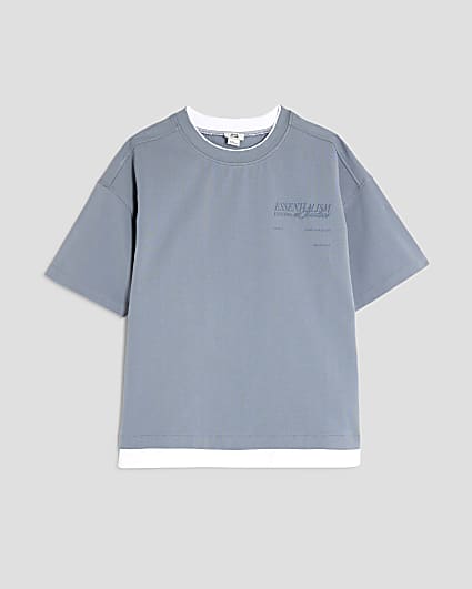 Boys Grey Essentialism Double Hem T-Shirt