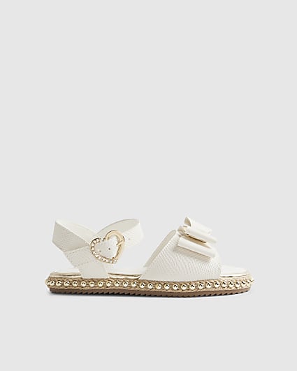 Girls White Snake Bow Espadrille Sandals