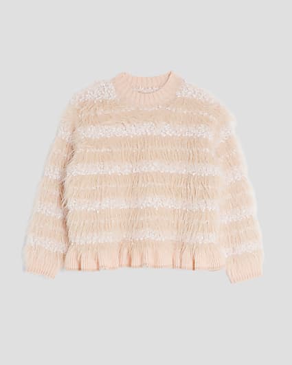 Girls Pink Lurex Fluffy Jumper