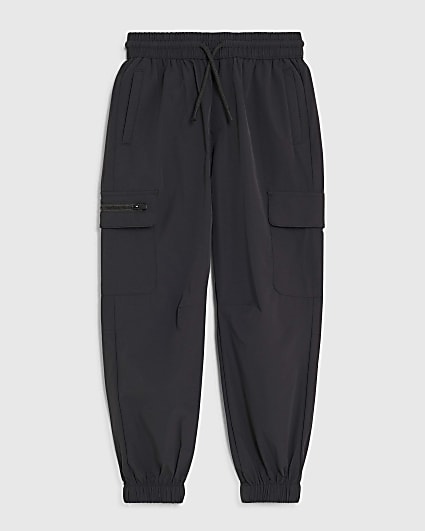 Boys Black Zip Cargo Trousers