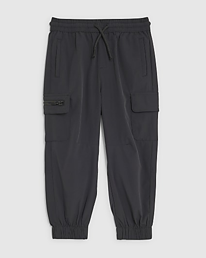 Mini Boys Black Zip Cargo Trousers