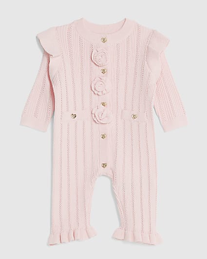 Baby Girls Pink Pointelle Romper