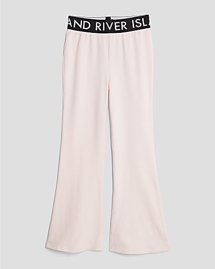 Girls Pink RI Waistband Flared Leggings