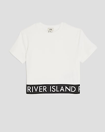 Girls White Ribbed RI Waistband Top