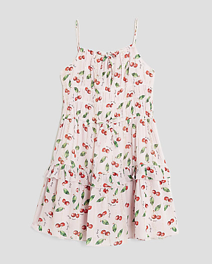 Girls Pink Cherry Mini Dress