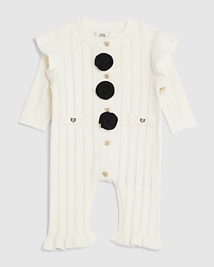 Baby Girls Cream Pointelle Romper