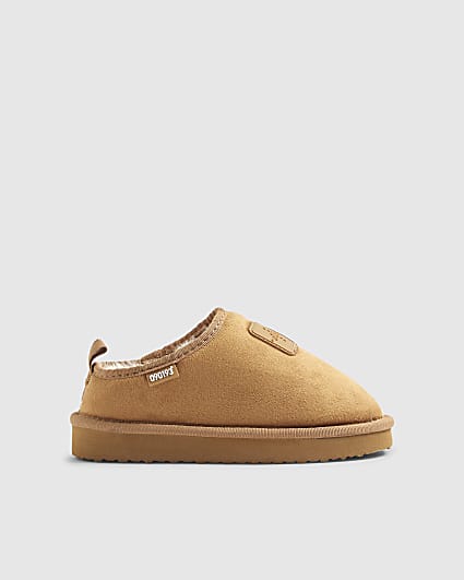 Boys Beige Faux suede Snug Slippers