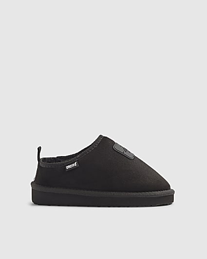 Boys Black Faux Suede Snug Slippers