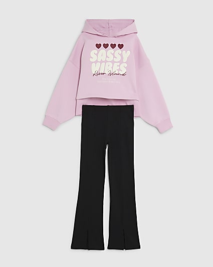 Girls Pink Sassy Vibes Hoodie Set