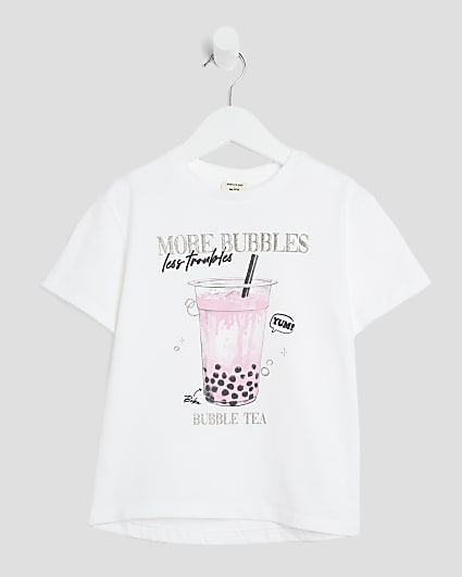 Mini Girls White Bubble Tea T-Shirt