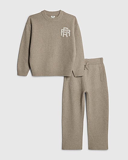 Boys Beige RR Knit Jumper Set