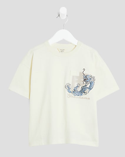 Mini Boys Ecru Japanese Pocket T-Shirt