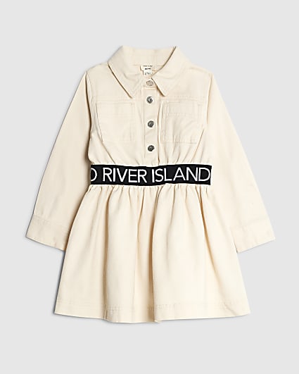 Mini Girls Cream RI Waistband Dress