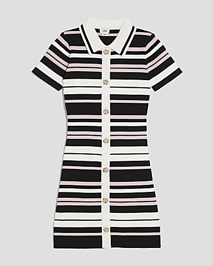 Girls Pink Striped Polo Dress