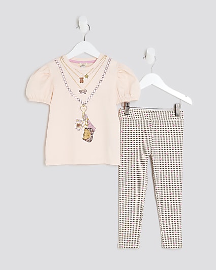 Mini Girls Pink Necklace T-Shirt Set