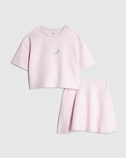 Girls Pink Premium Skirt Set