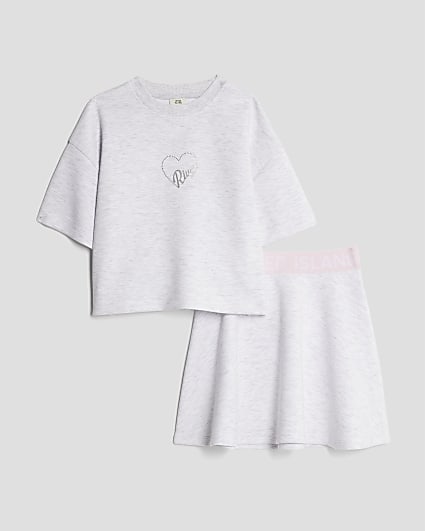 Girls Grey Premium Skirt Set