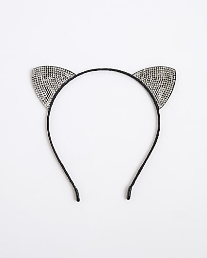 Girls Black Halloween Cat Ear Headband
