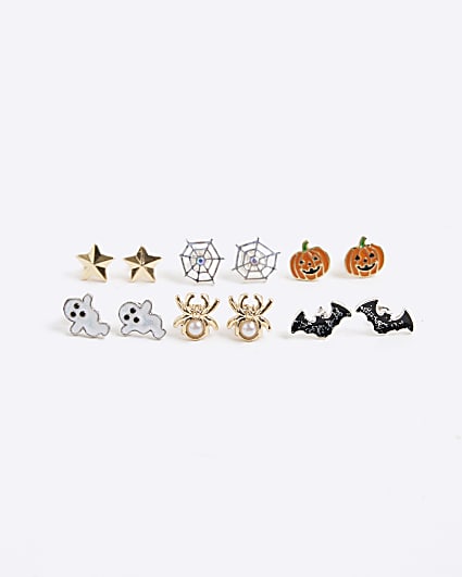 Girls Multi Colour Halloween Earrings 6 Pack