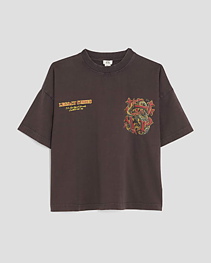 Boys Brown Washed Snake T-Shirt