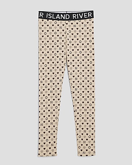 Girls Brown RI Monogram Leggings