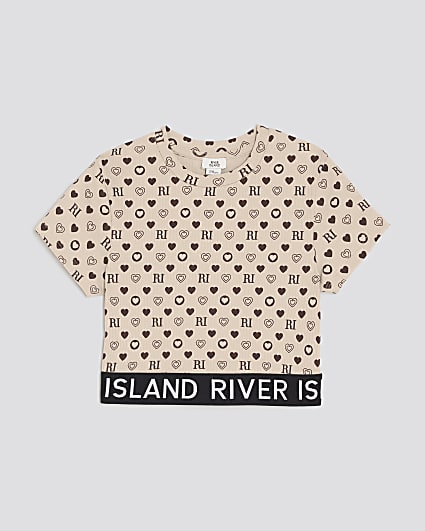 Girls Brown RI Monogram T-Shirt