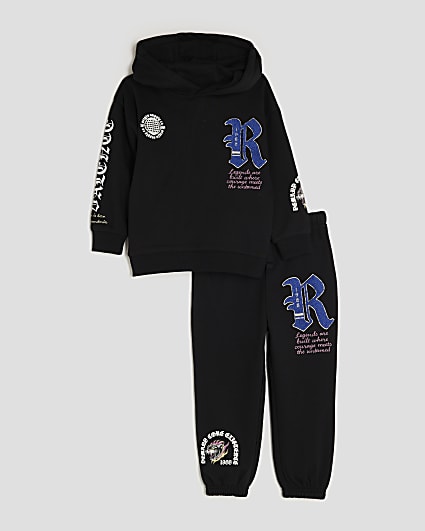Mini Boys Black Badge Gothic Hoodie Set