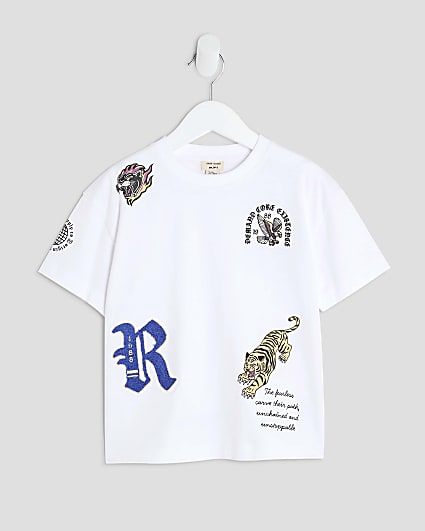 Mini Boys White Gothic Badge T-Shirt