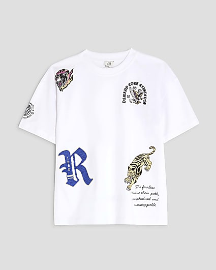 Boys White Gothic Badge T-Shirt