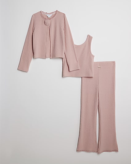Girls Pink 3D Corsage 3 Piece Set