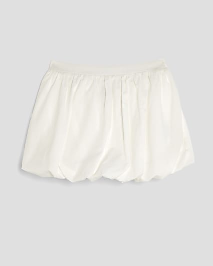 Girls White Bubble Hem Skirt