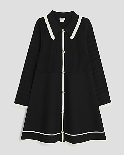 Girls Black Tipped Skater Dress