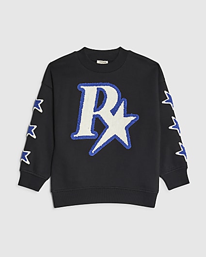 Mini Boys Black R Star Applique Sweatshirt