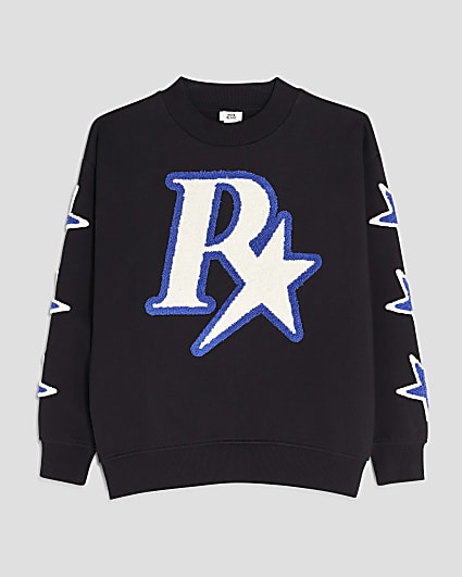 Boys Black R Star Applique Sweatshirt