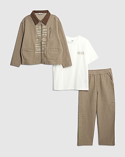 Boys Stone Twill Ame Saint Shacket Set