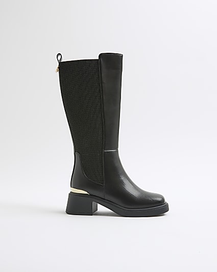 Girls Black Knee High Boots