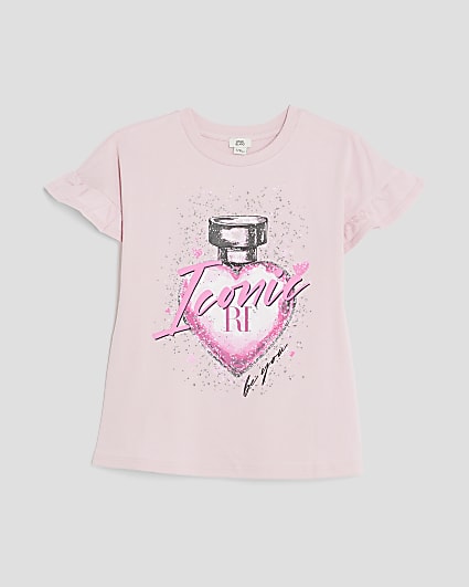 Girls Pink Perfume Frill T-Shirt