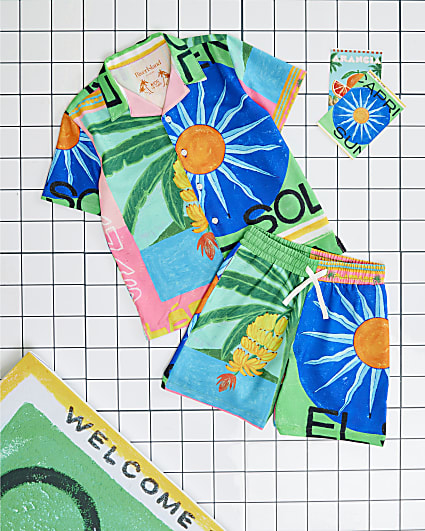 Boys Blue Atlas Shirt And Shorts Set
