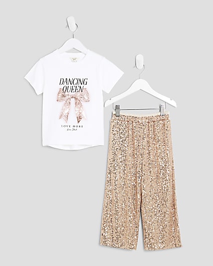 Mini Girls White Dancing Queen Sequin Set