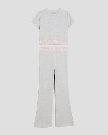 Girls Grey RI Flared Trousers Set