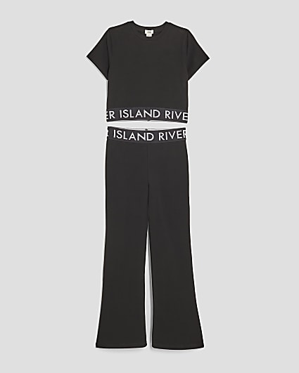 Girls Black Kickflare Trousers Set