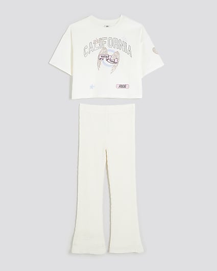 Girls Cream California T-Shirt Set