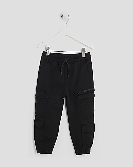 Mini Boys Black Cargo Trousers