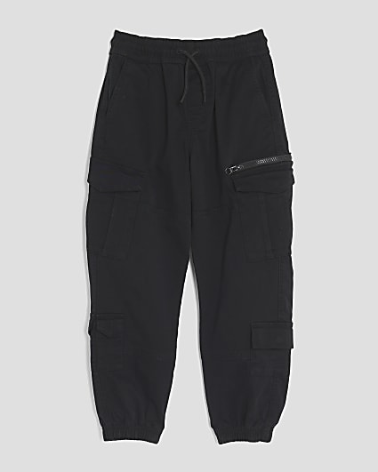 Boys Black Cargo Trousers