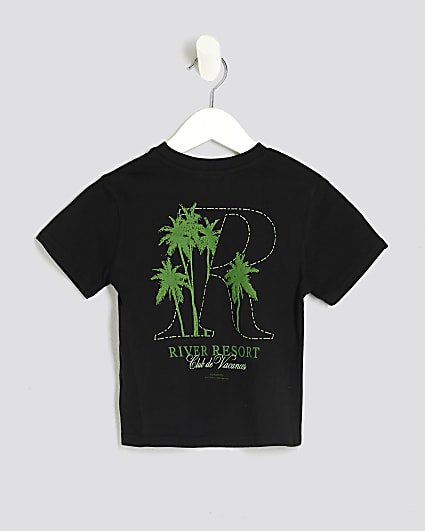 Mini Boys Black Palm Tree T-Shirt