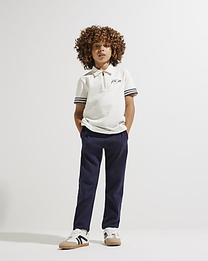 Boys White Polo Shirt And Joggers Set