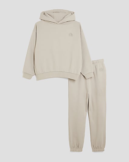 Boys Beige RR Hoodie And Joggers Set