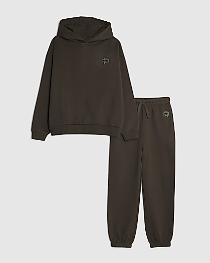 Boys Khaki RR Hoodie And Joggers Set