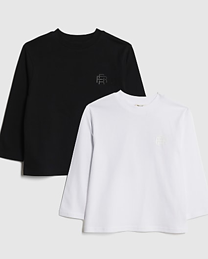 Mini Boys Black 2 pack Long Sleeve T-shirts