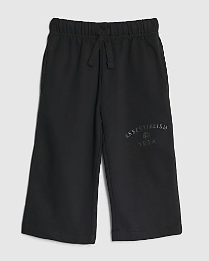 Mini Boys Black Essentials Wide Leg Joggers